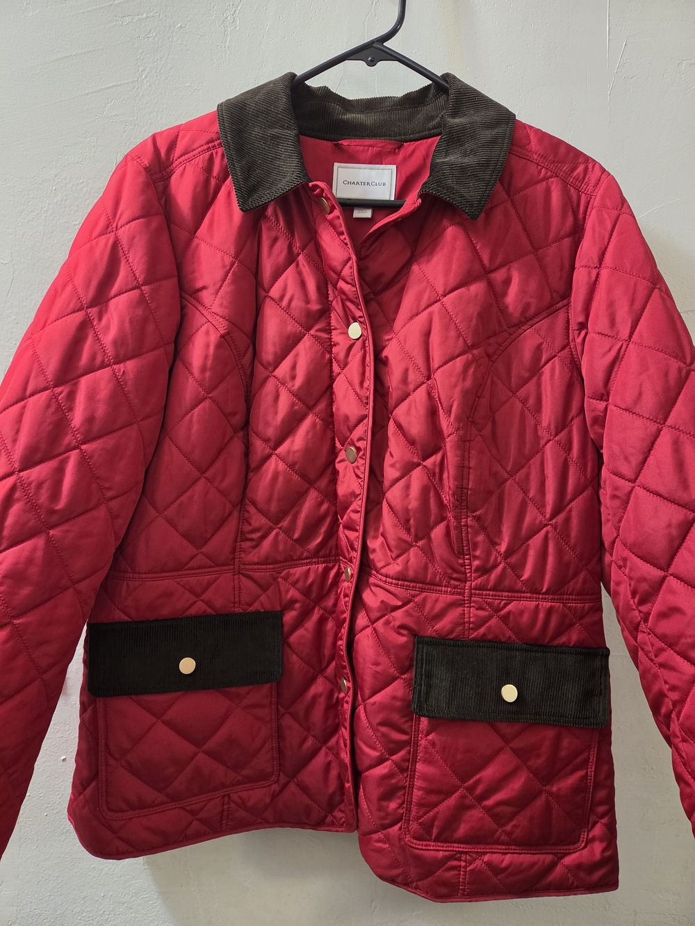 Charter Club Women's Red Quilted Jacket